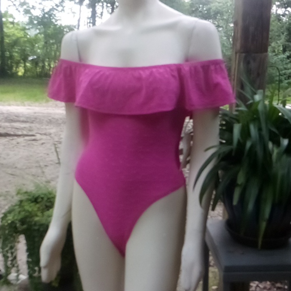 NWT "Eye Candy" pink thong bodysuit